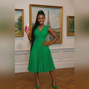 Taylor Vibrant Green Maxi Dress with Belt